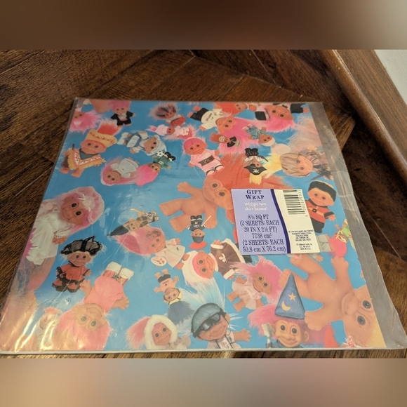 Vintage Troll Dolls Hallmark Wrapping Paper NWT 2 packs - Picture 3 of 10
